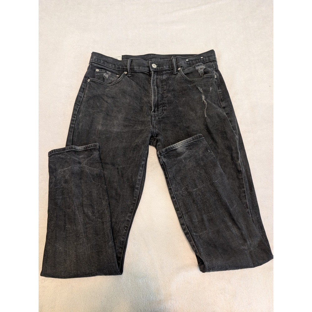 Abercrombie & Fitch Athletic Slim Jeans Mens 34x32 Black Stretch distressed
